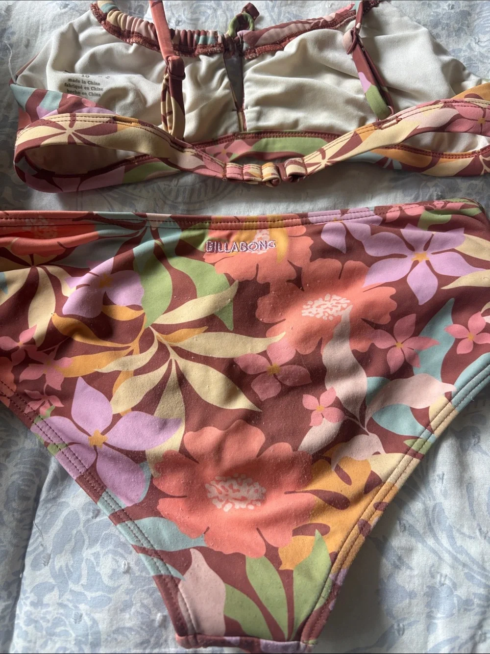Billabong Girls Floral Tie-Detail Bikini Set in Multi-Color